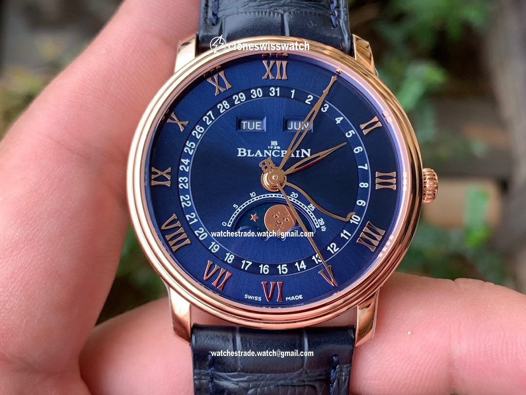 VILLERET 6654 SG COMPLICATED FUNCTION OMF 1:1 BEST EDITION BLUE DIAL ON BLUE LEATHER STRAP A6654 V2 VILLERET 6654 SG COMPLICATED FUNCTION OMF 1:1 BEST EDITION BLUE DIAL ON BLUE LEATHER STRAP A6654 V2