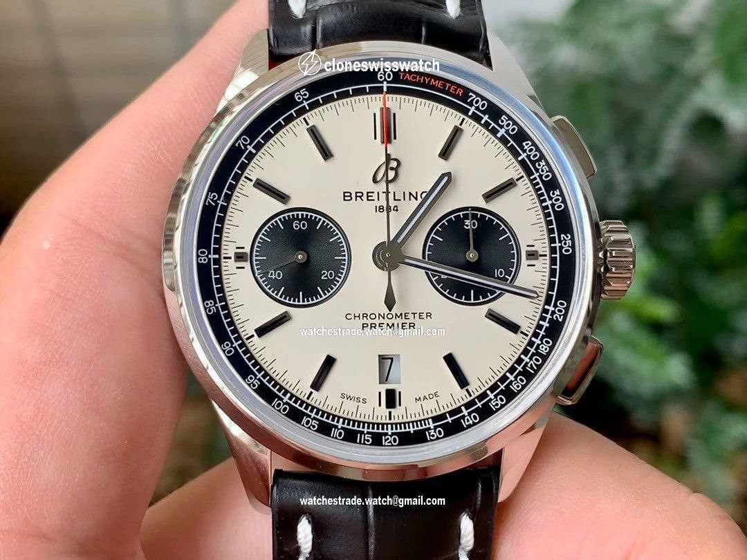 PREMIER B01 CHRONO SS 42MM GF 1:1 BEST EDITION WHITE/BLACK DIAL ON BLACK LEATHER STRAP PREMIER B01 CHRONO SS 42MM GF 1:1 BEST EDITION WHITE/BLACK DIAL ON BLACK LEATHER STRAP
