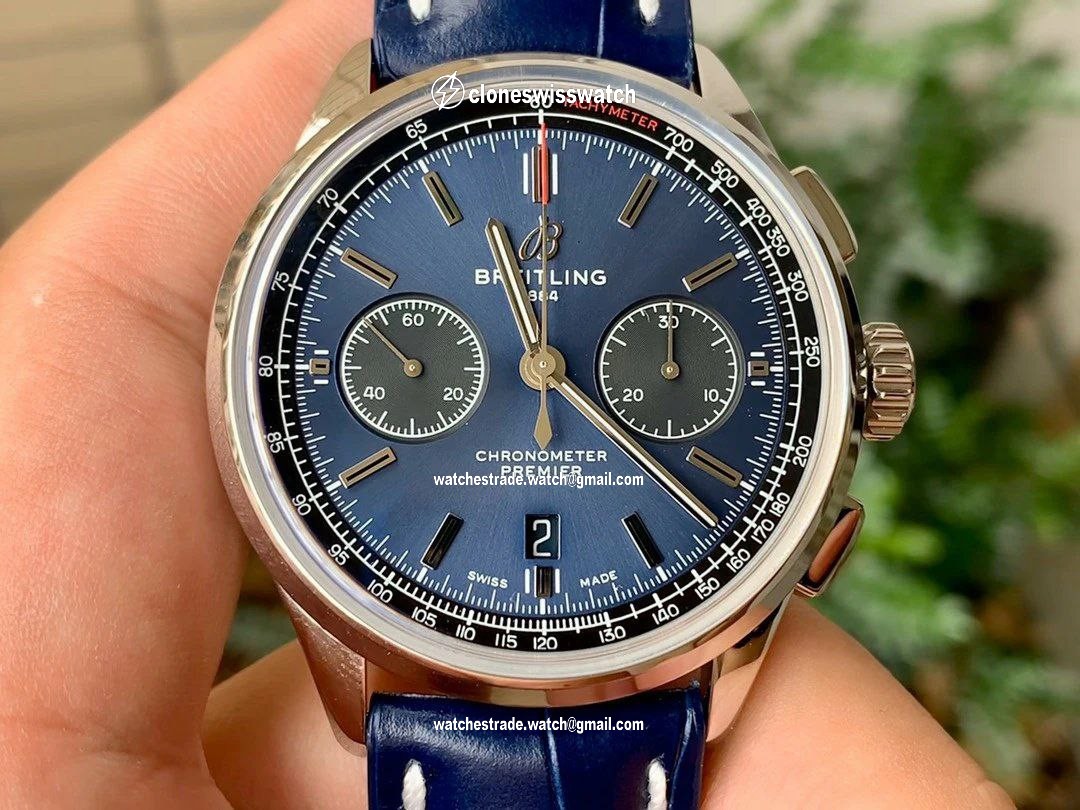 PREMIER B01 CHRONO SS 42MM GF 1:1 BEST EDITION BLUE DIAL ON BLUE LEATHER STRAP PREMIER B01 CHRONO SS 42MM GF 1:1 BEST EDITION BLUE DIAL ON BLUE LEATHER STRAP
