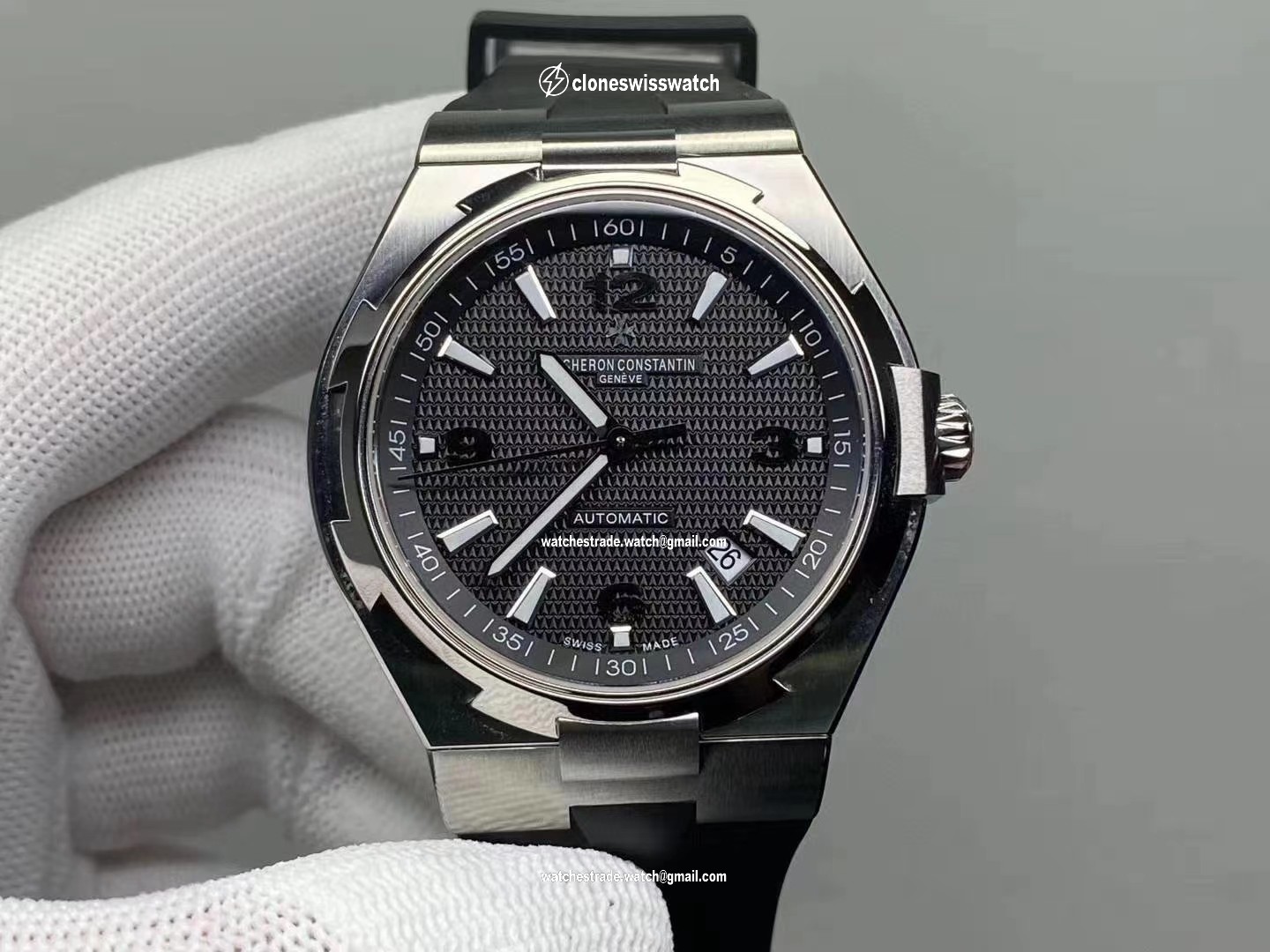 OVERSEAS SS 1:1 BEST EDITION BLACK TEXTURED DIAL ON BLACK RUBBER STRAP OVERSEAS SS 1:1 BEST EDITION BLACK TEXTURED DIAL ON BLACK RUBBER STRAP