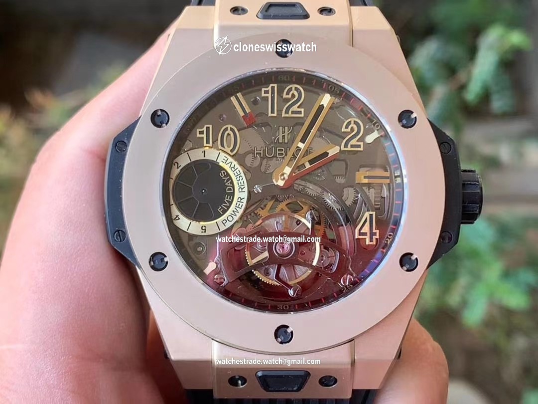 BIG BANG TOURBILLON KING 45MM YG MJF BEST EDITION SKELETON DIAL ON BLACK RUBBER STRAP BIG BANG TOURBILLON KING 45MM YG MJF BEST EDITION SKELETON DIAL ON BLACK RUBBER STRAP