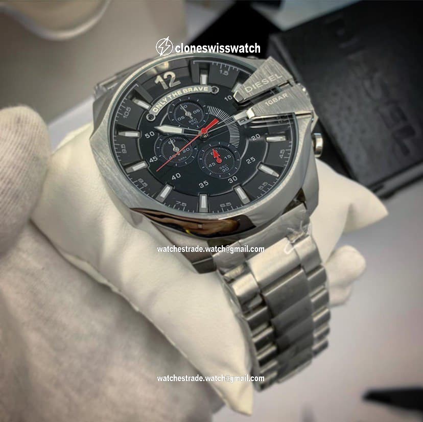 Diesel SS Strap Black Dial Full Silver Diesel SS Strap Black Dial Full Silver