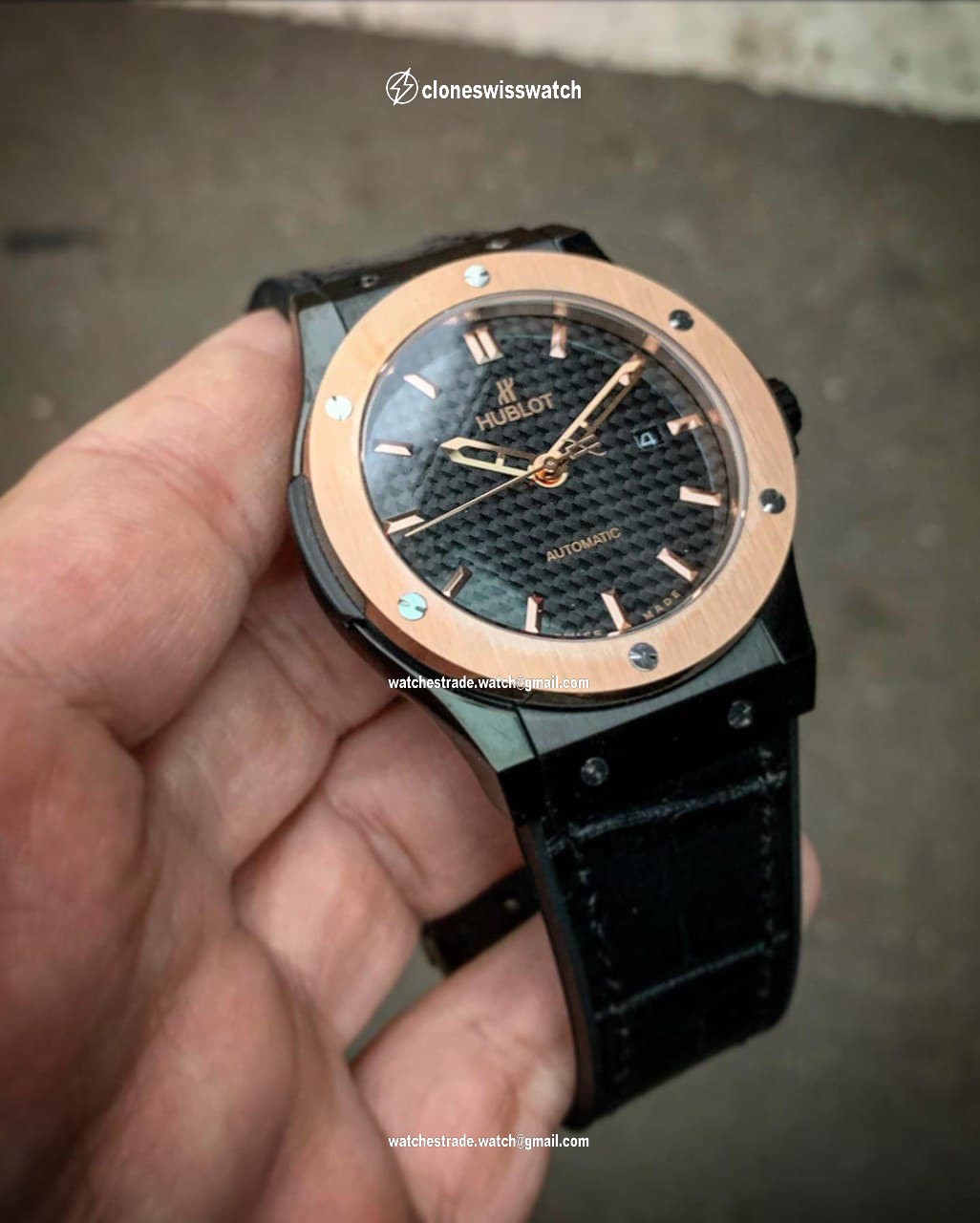 Hublot Big Bang Leather Strap Full Black Case Gold Hublot Big Bang Leather Strap Full Black Case Gold