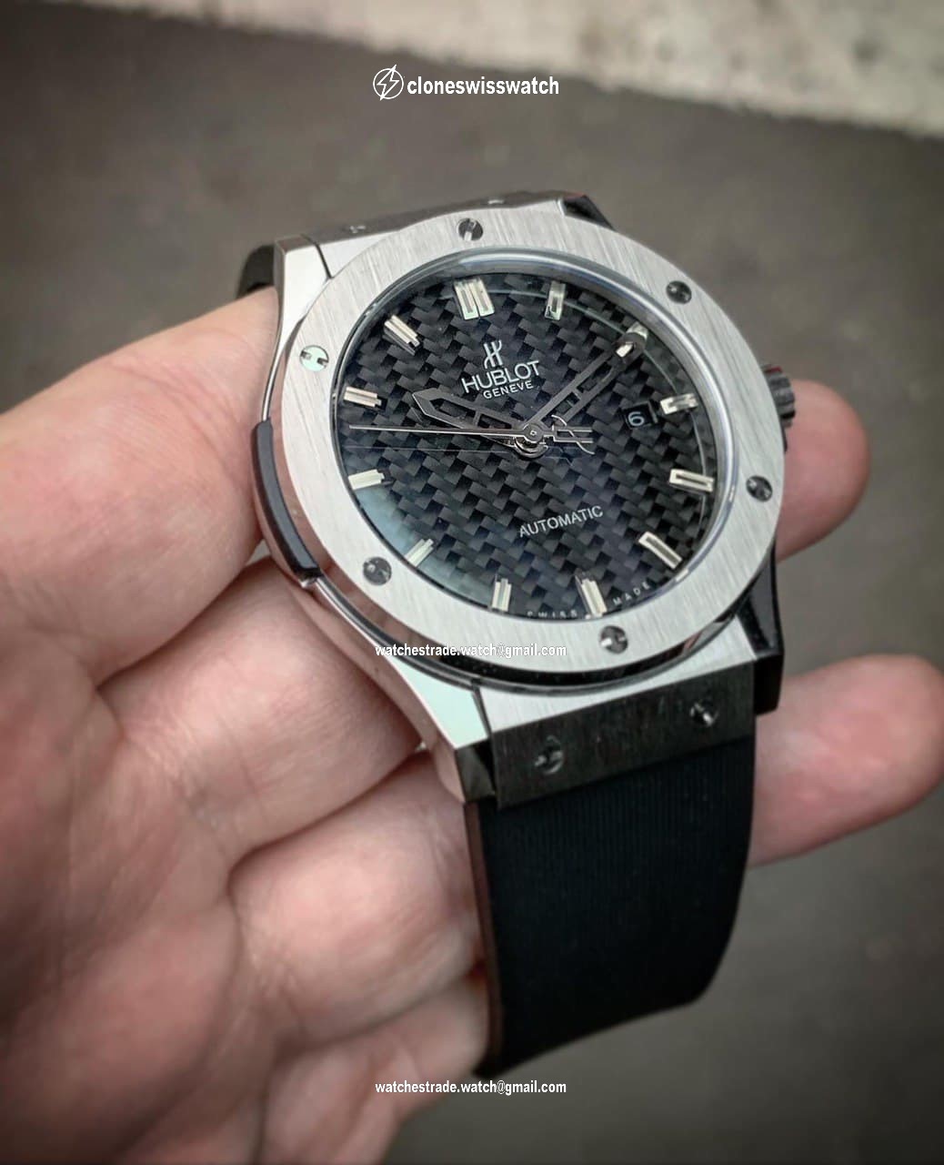 Hublot Big Bang Leather Strap Full Black Silver Case Hublot Big Bang Leather Strap Full Black Silver Case