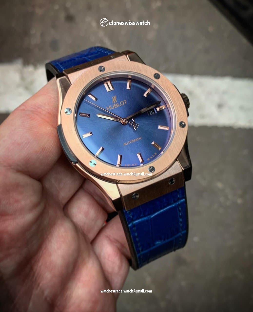 Hublot Big Bang Leather Strap Full Blue Case Gold Hublot Big Bang Leather Strap Full Blue Case Gold