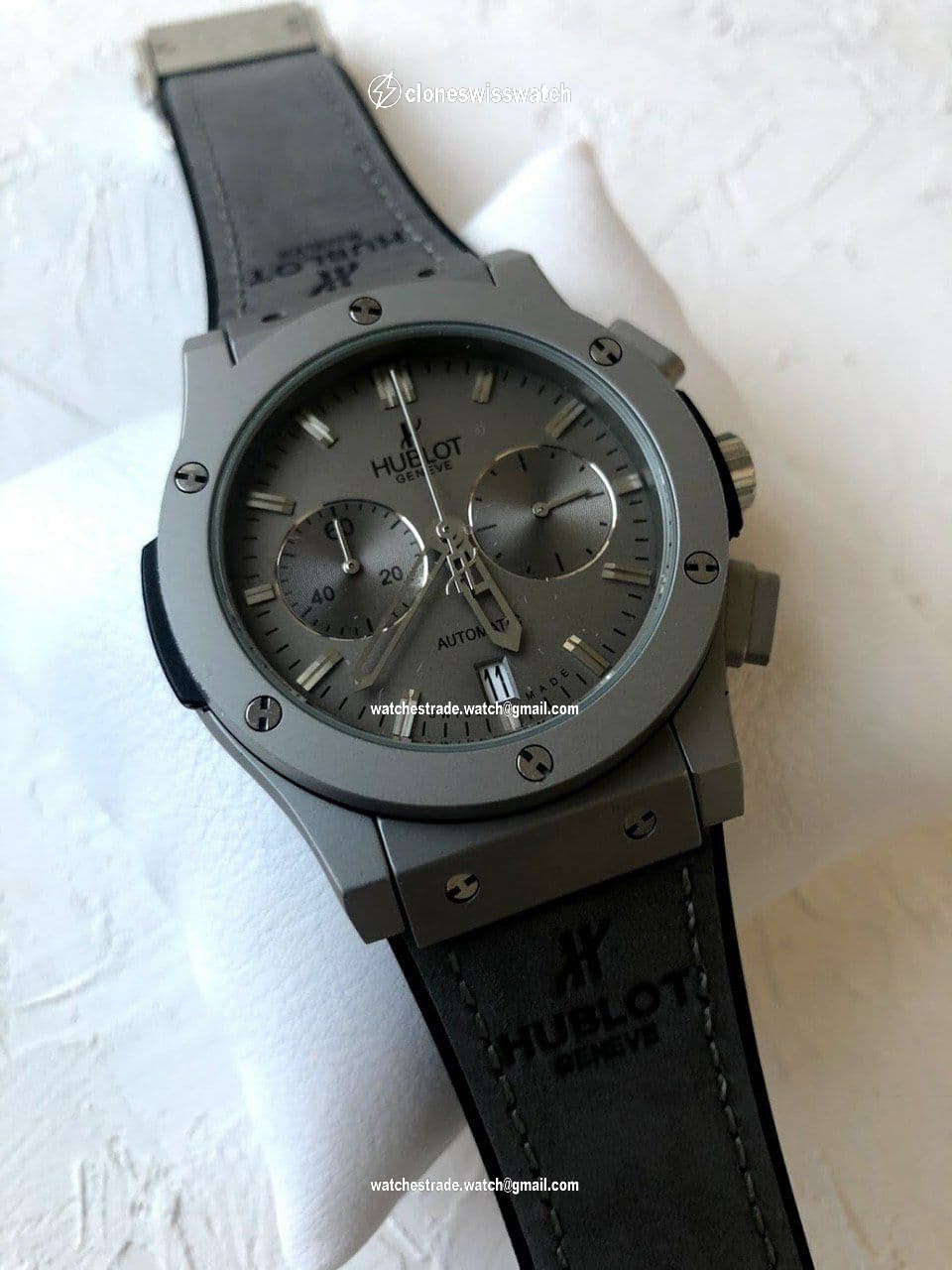 Hublot Full Grey Hight Version Chrono on Grey Leather Strap Hublot Full Grey Hight Version Chrono on Grey Leather Strap