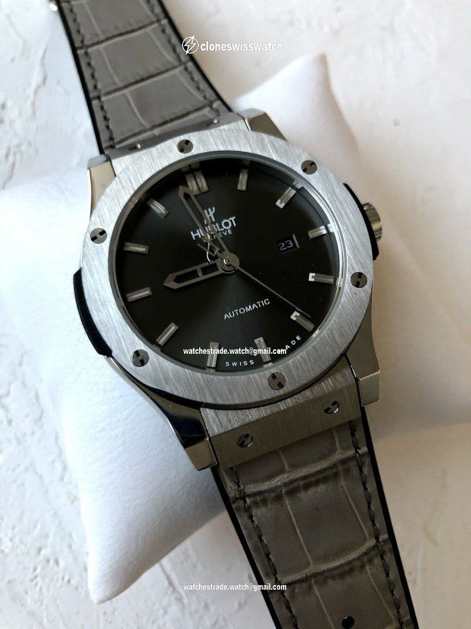 Hublot Black Hight Version on Grey Leather Strap Hublot Black Hight Version on Grey Leather Strap