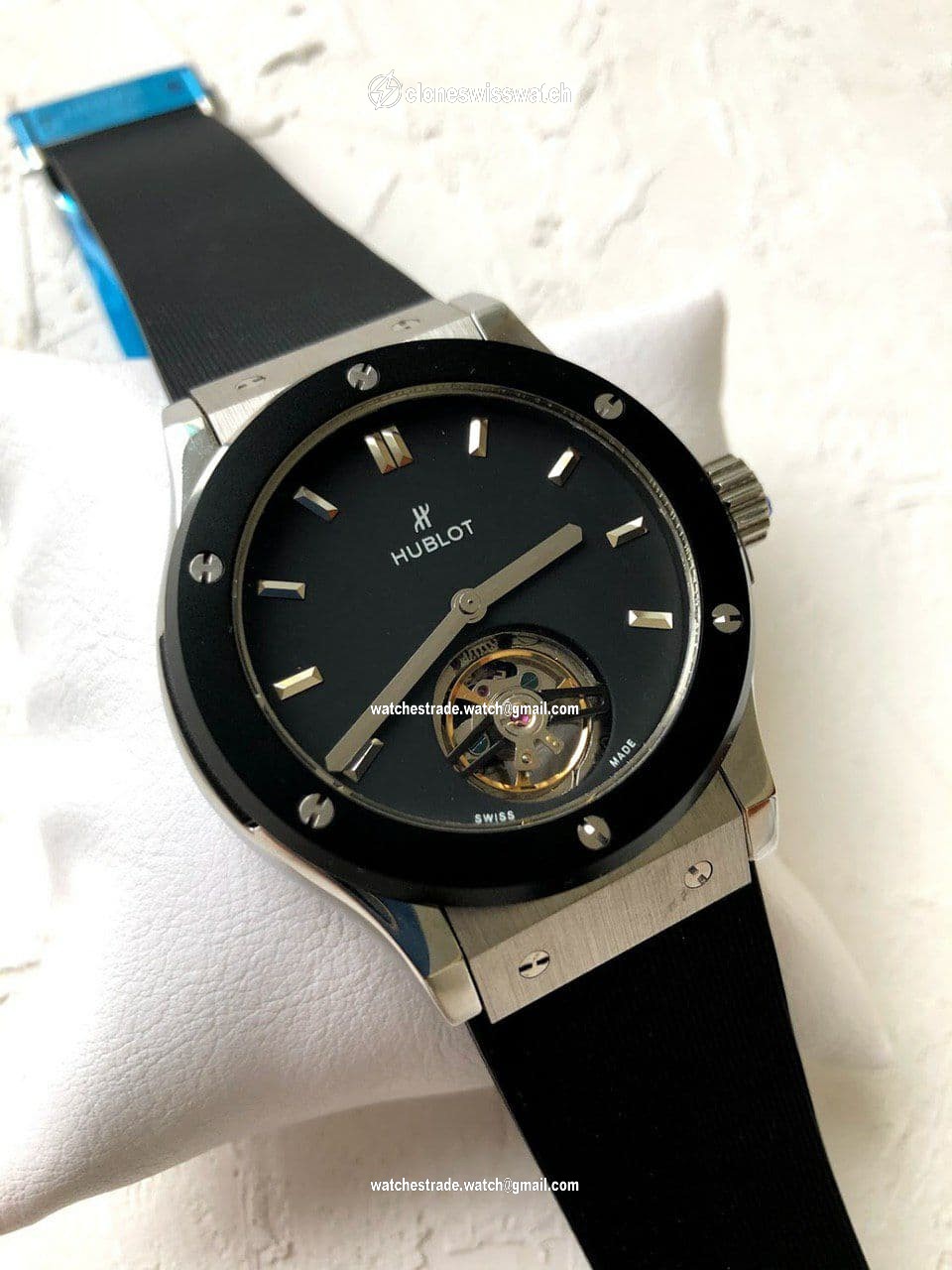 Hublot Tourbion Hight Version black Silver On Rubber Strap Hublot Tourbion Hight Version black Silver On Rubber Strap