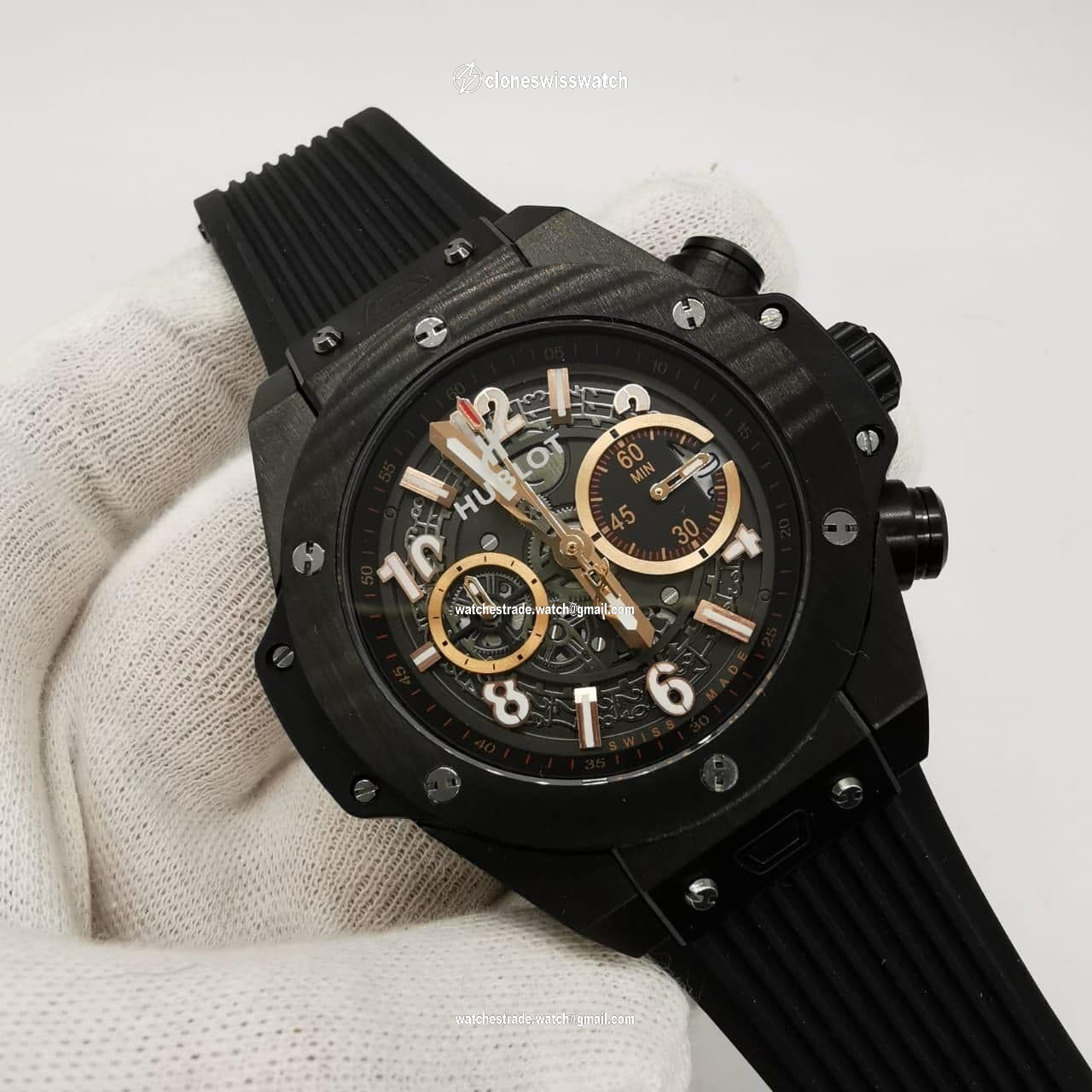 Hublot Black Gold Chrono Hight Version on Black Rubber Strap Hublot Black Gold Chrono Hight Version on Black Rubber Strap