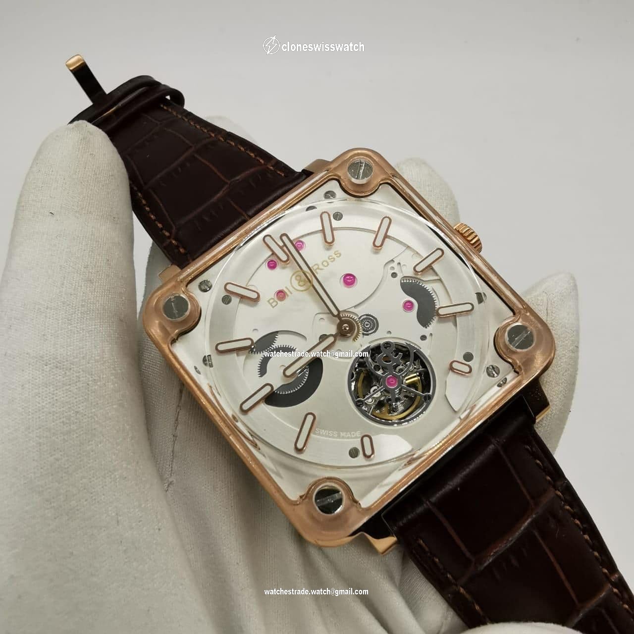 Bell Ross Tourbillon Gold Hight Version on Brown Leather Strap Bell Ross Tourbillon Gold Hight Version on Brown Leather Strap
