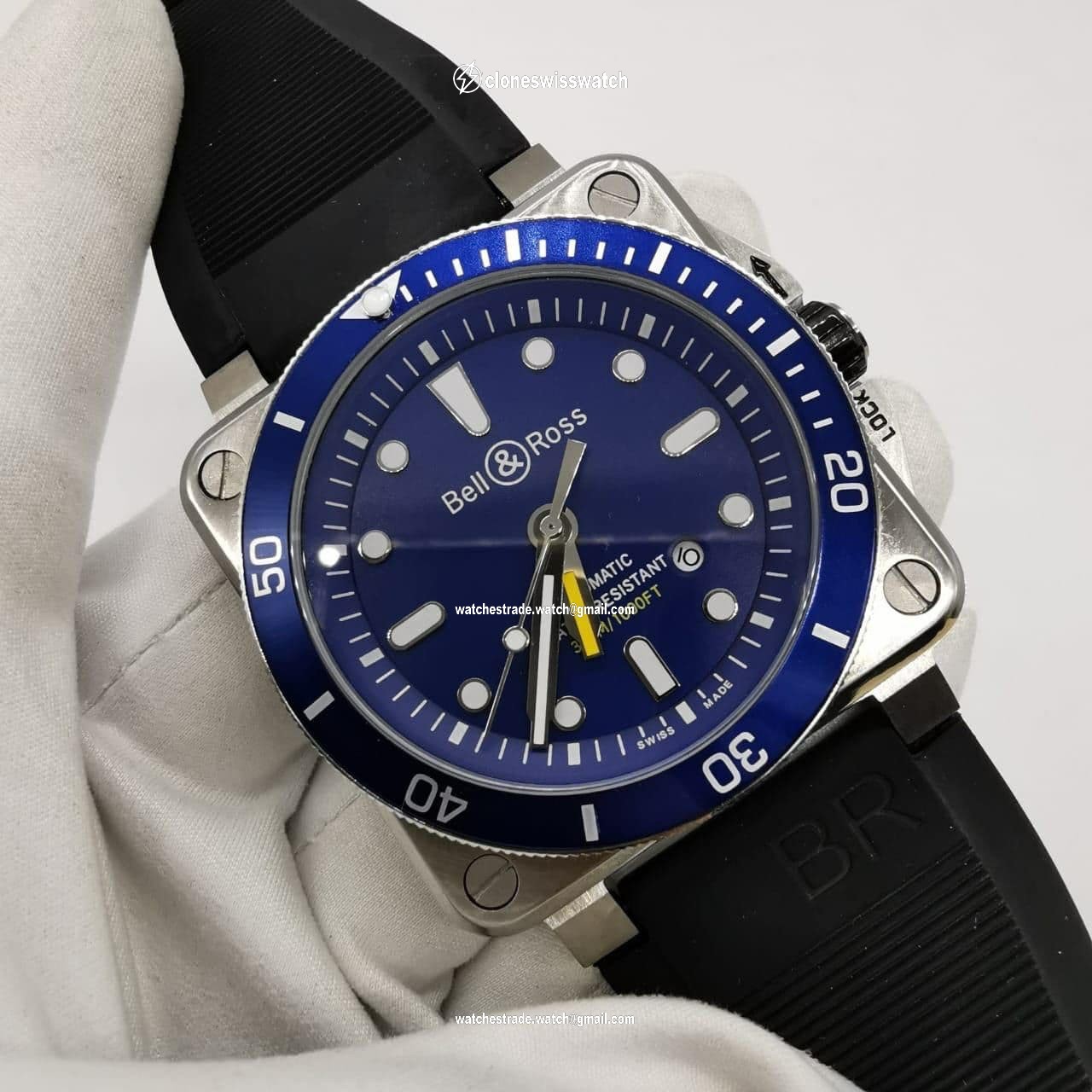 Bell Ross Blue Hight Version on Black Rubber Strap Bell Ross Blue Hight Version on Black Rubber Strap