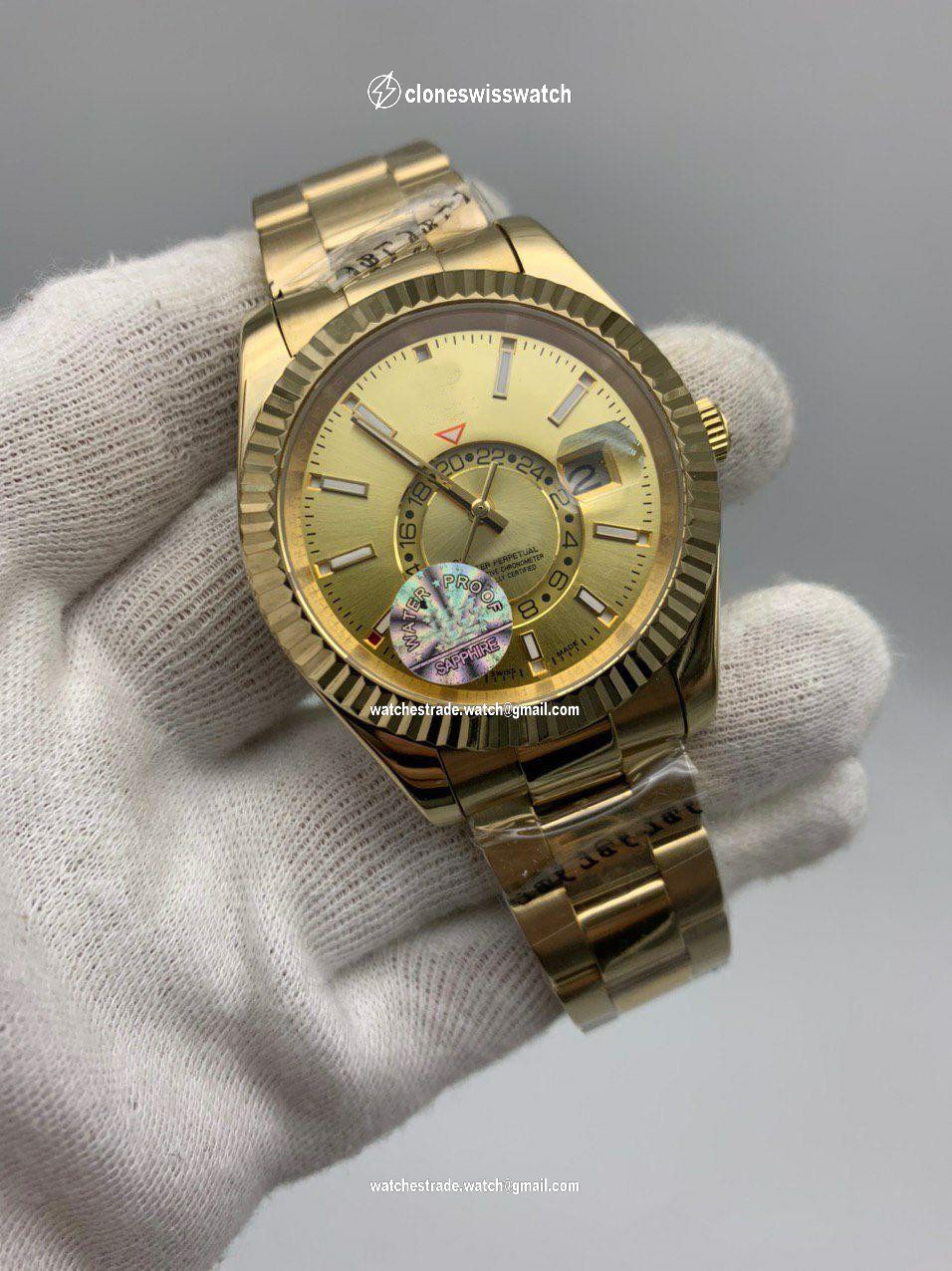 Rolers Sky Full Gold Dial Solid Strap Rolers Sky Full Gold Dial Solid Strap