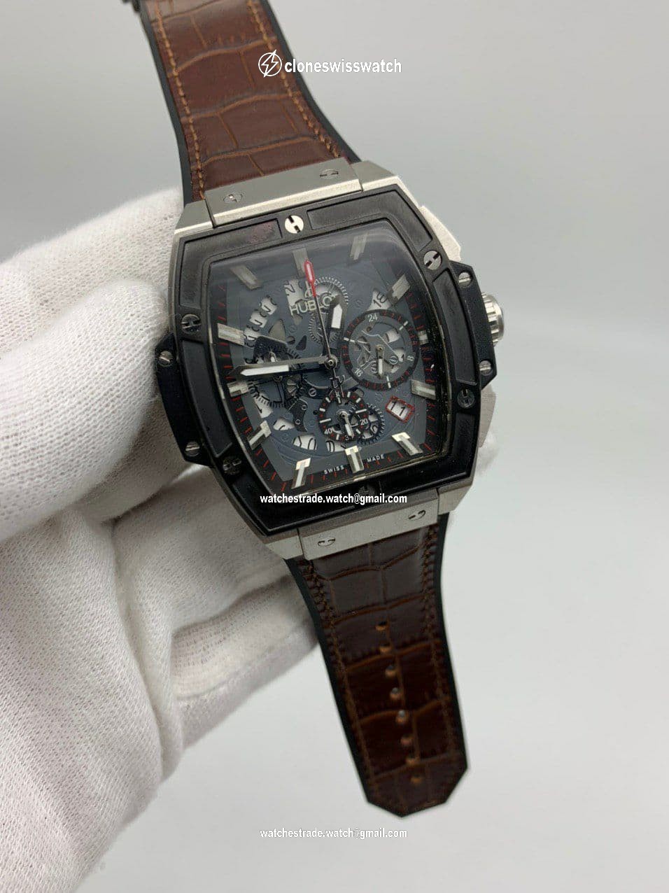 Hublot Spirit Black Chrono Hight Version on Brown Leather Strap Hublot Spirit Black Chrono Hight Version on Brown Leather Strap