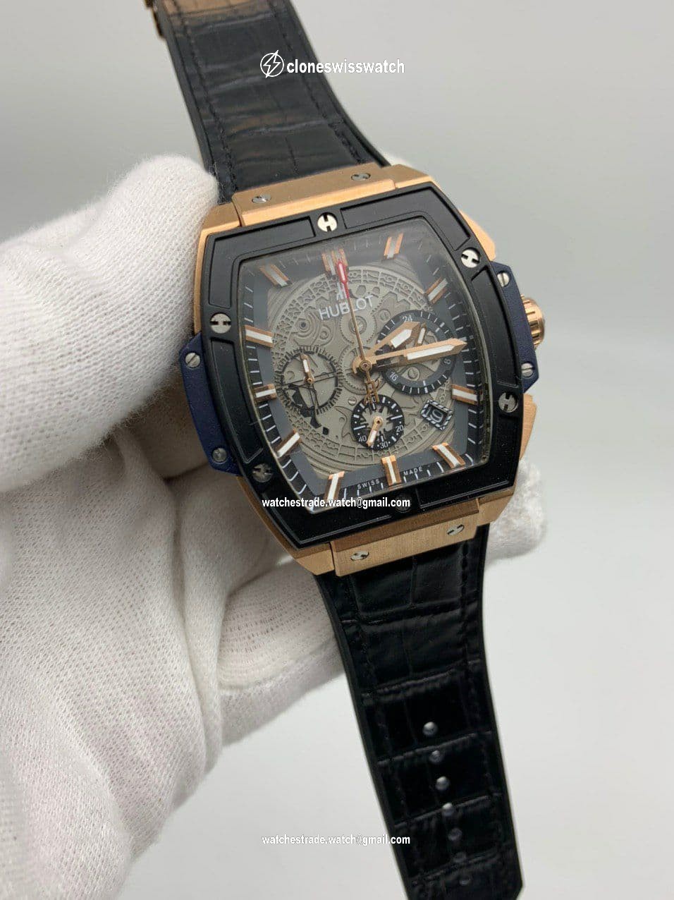 Hublot Spirit Gold Chrono Hight Version on Black Leather Strap Hublot Spirit Gold Chrono Hight Version on Black Leather Strap
