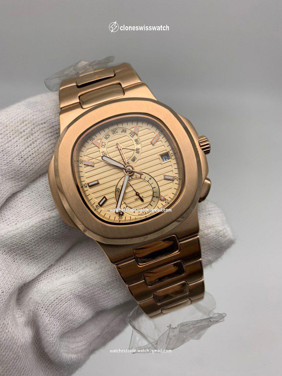 PP Nautilu Full Gold Dial Chrono Solid Steel Gold PP Nautilu Full Gold Dial Chrono Solid Steel Gold