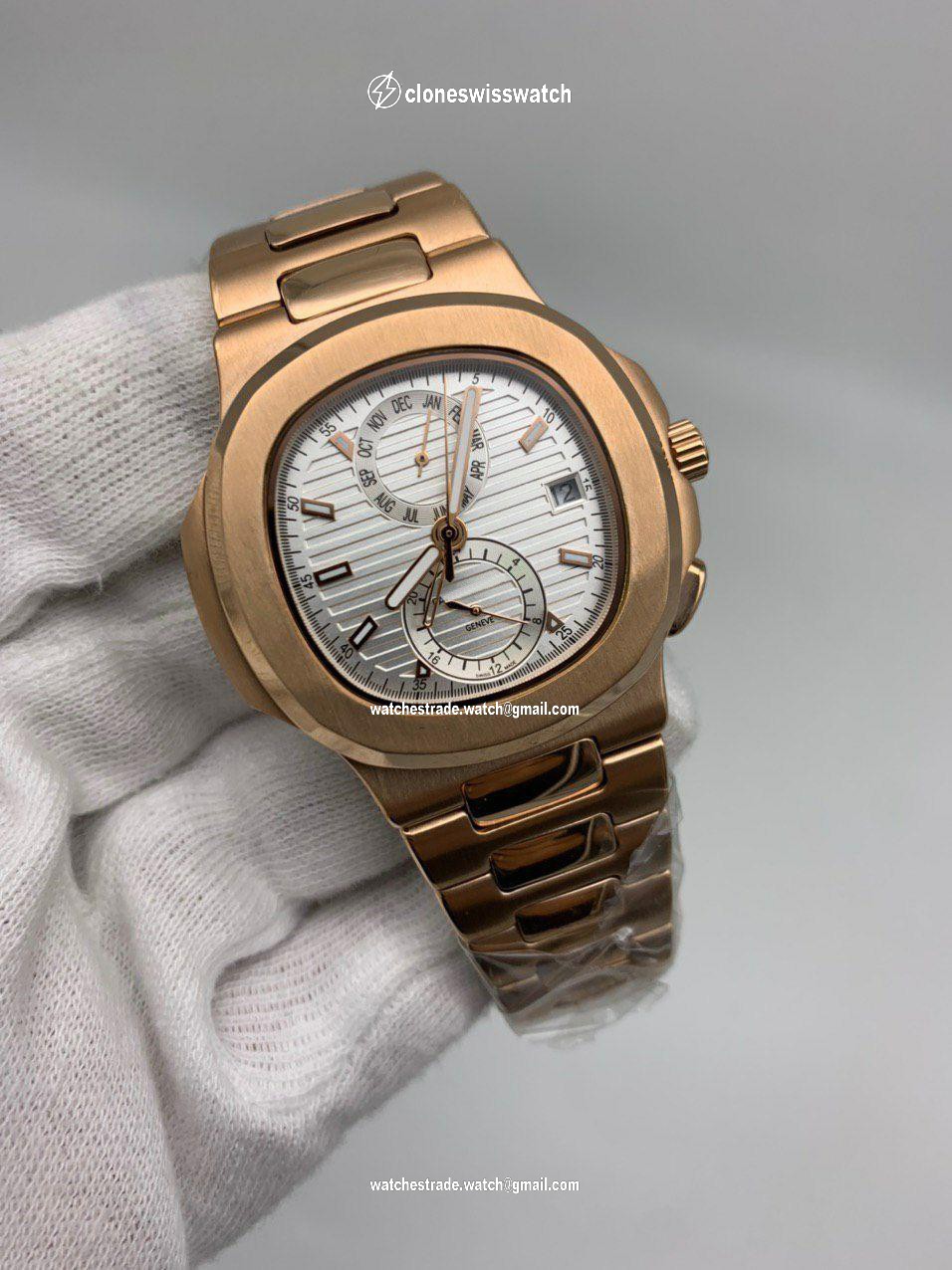 PP Nautilu White Dial Solid Steel Gold Chrono PP Nautilu White Dial Solid Steel Gold Chrono
