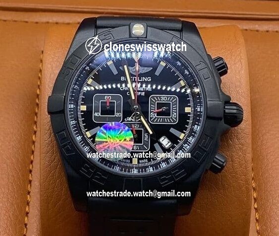 Breitling Chronomat Black Chrono High Version on Black Leather Strap Breitling Chronomat Black Chrono High Version on Black Leather Strap