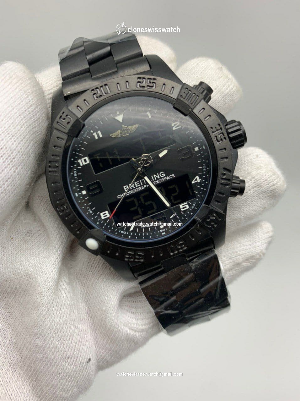 Breitling Full Black Chrono High Version on Black SS Strap Breitling Full Black Chrono High Version on Black SS Strap