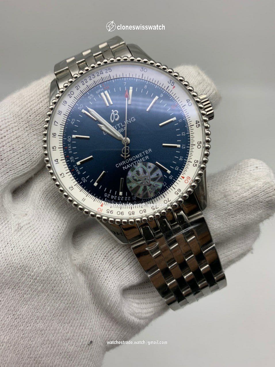 Breitling Navitimer Blue Chrono High Version on Black SS Strap Breitling Navitimer Blue Chrono High Version on Black SS Strap