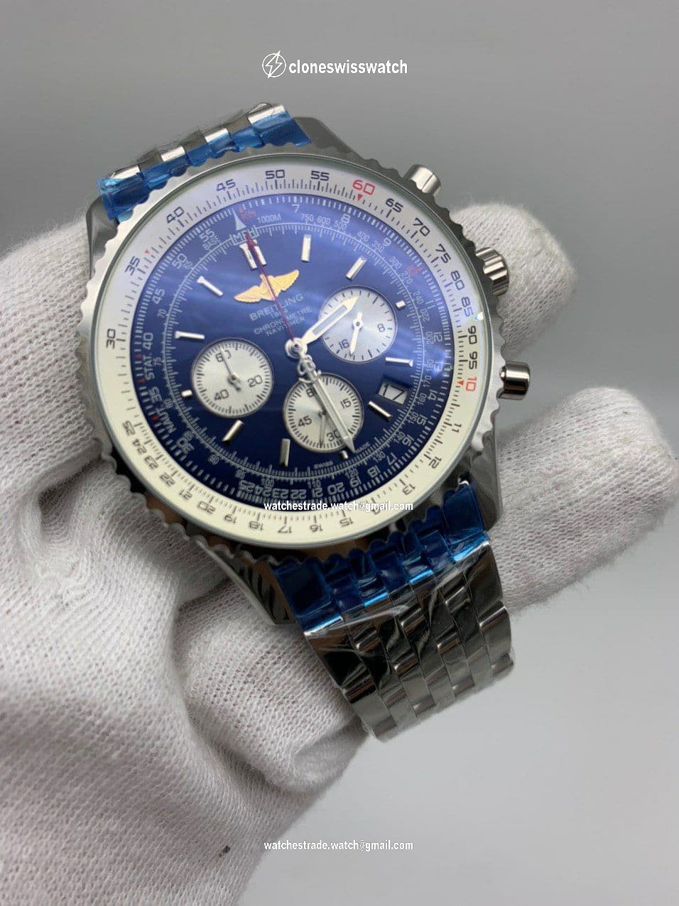 Breitling Navitimer Blue Chrono High Version on SS Strap Breitling Navitimer Blue Chrono High Version on SS Strap