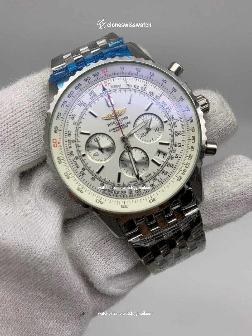 Breitling Navitimer White Chrono High Version on SS Strap Breitling Navitimer White Chrono High Version on SS Strap