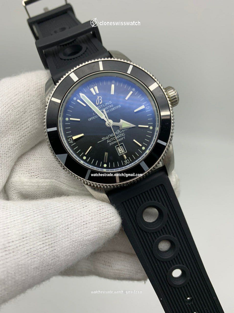 Breitling Super Ochean Black High Version on Black Rubber Strap Breitling Super Ochean Black High Version on Black Rubber Strap