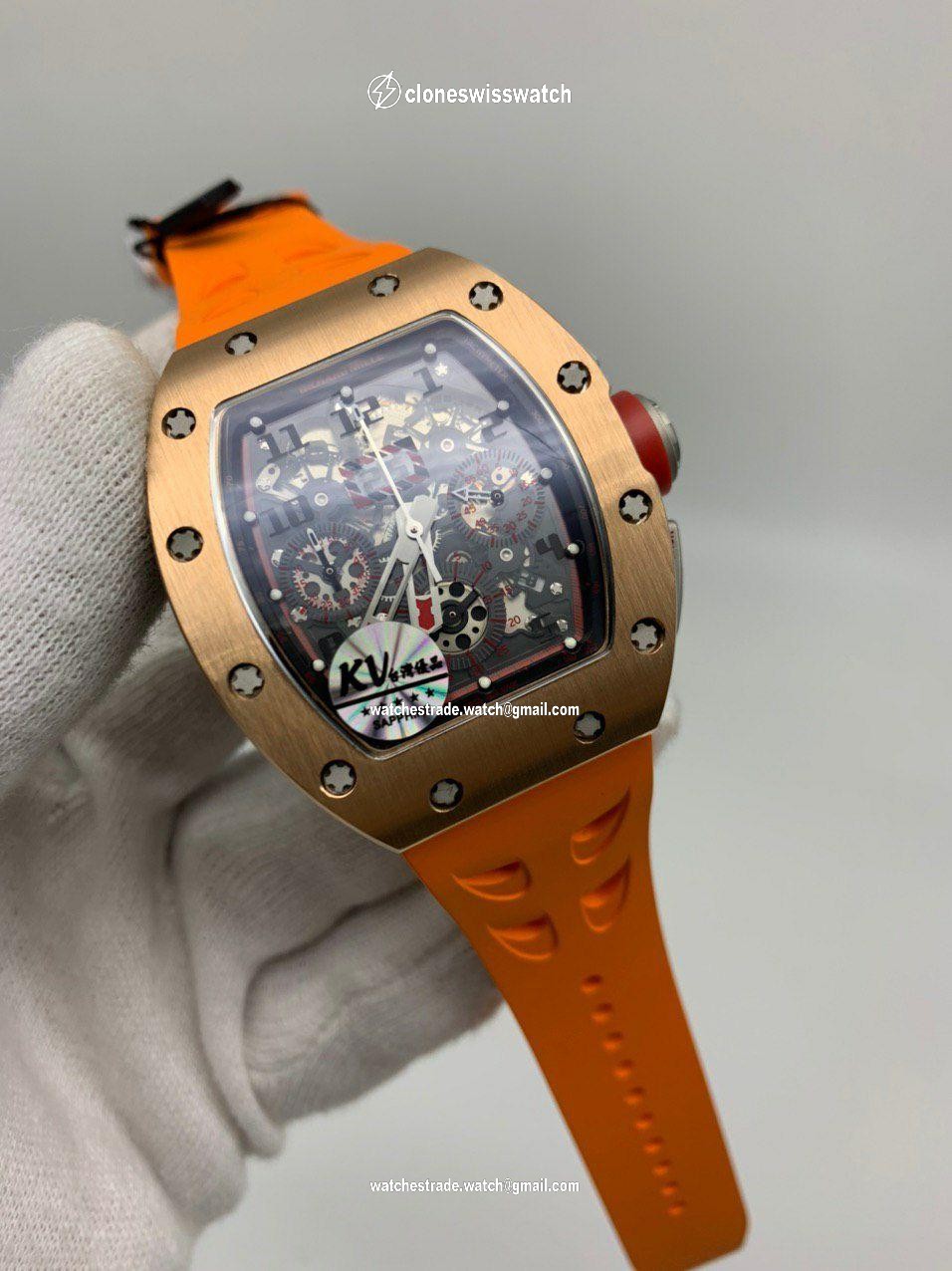 RMILL Orange Rubber Strap Gold Dial KVF RMILL Orange Rubber Strap Gold Dial KVF