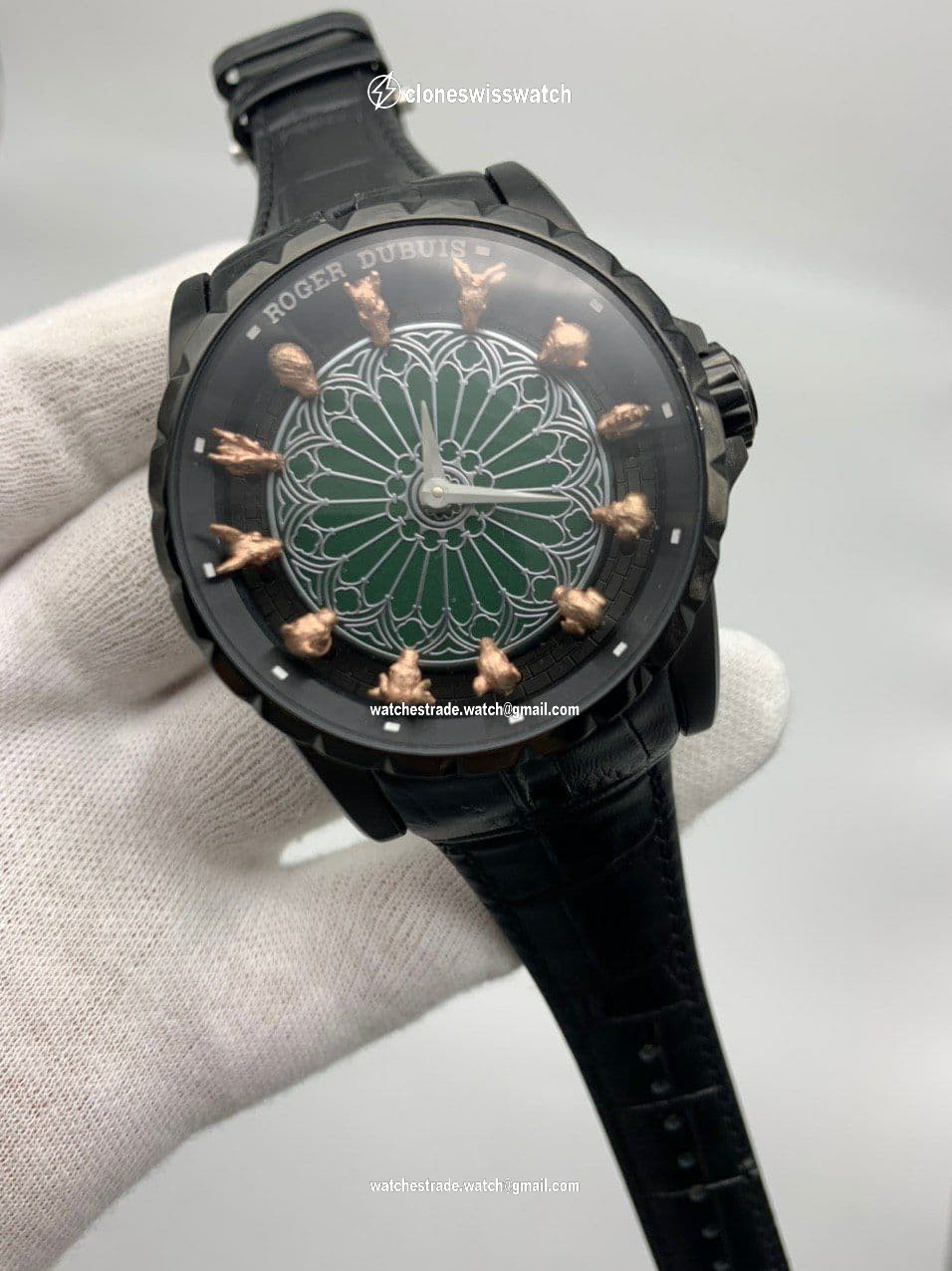 Roger Dubuis Black Dial On Black Leather Strap High Version Roger Dubuis Black Dial On Black Leather Strap High Version