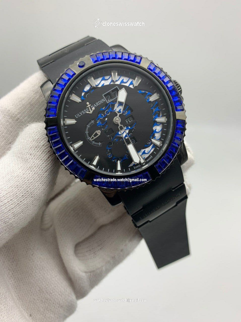 Ulysse Nardin Marine Diamond Blue Black Silver Hight Version Ulysse Nardin Marine Diamond Blue Black Silver Hight Version