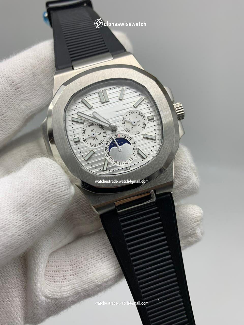 PP Nautilu Chronograf White Dial Black Lither Strap PP Nautilu Chronograf White Dial Black Lither Strap
