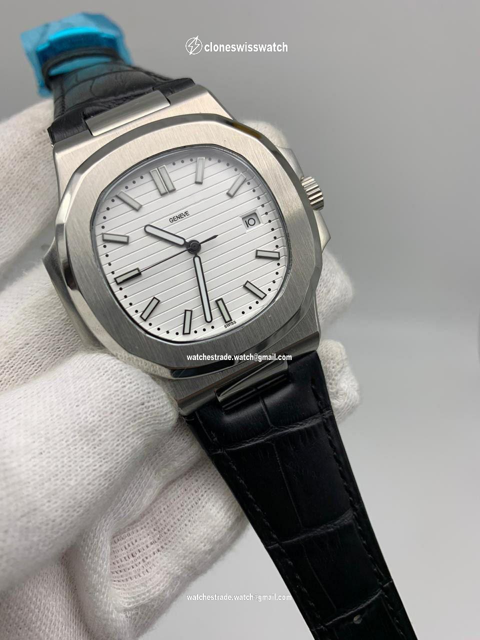 PP Nautilu White Dial Black Lither Strap PP Nautilu White Dial Black Lither Strap