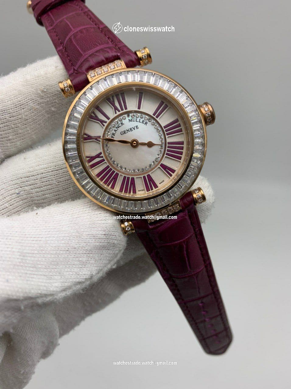Frankc Muller Diamond Gold Red White Dial on Red Leather Strap Frankc Muller Diamond Gold Red White Dial on Red Leather Strap
