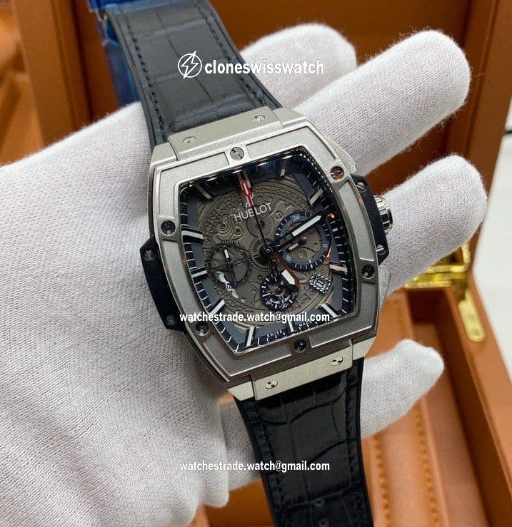 Hublot Spirit Black Grey Chrono Hight Version on Black Leather Strap Hublot Spirit Black Grey Chrono Hight Version on Black Leather Strap