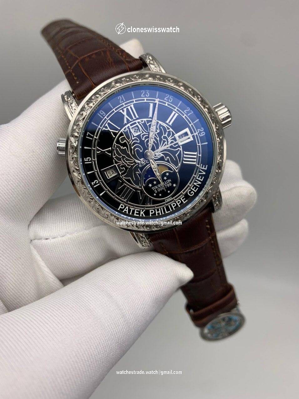 Patek Philippe Geneve Engraved Black Patek Philippe Geneve Engraved Black