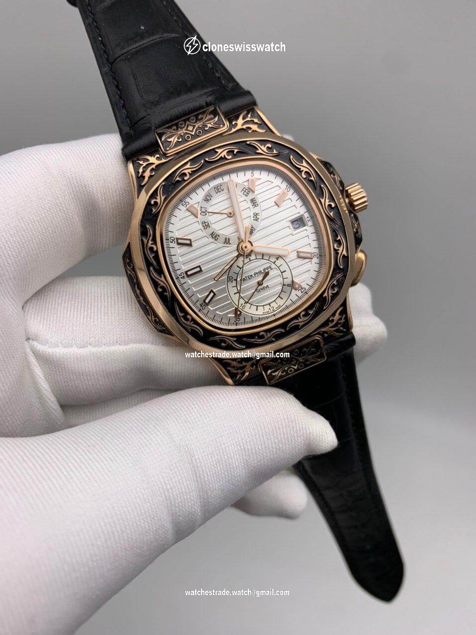 Patek Philippe Nautilus Engraved White Dial Duble Chrono Patek Philippe Nautilus Engraved White Dial Duble Chrono