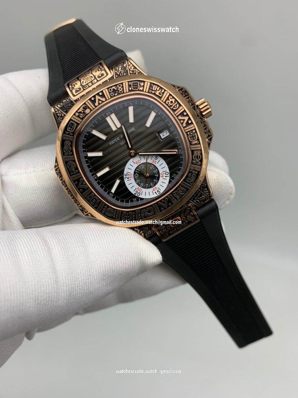 Patek Philippe Nautilus Engraved Black Dial Chrono Patek Philippe Nautilus Engraved Black Dial Chrono