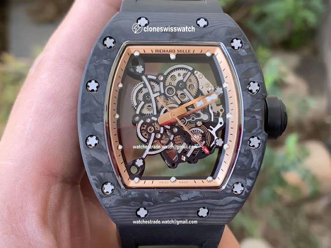 RM055 NTPT KVF Best Edition Skeleton Dial Gold on Black Rubber Strap MIYOTA8215 V3 RM055 NTPT KVF Best Edition Skeleton Dial Gold on Black Rubber Strap MIYOTA8215 V3