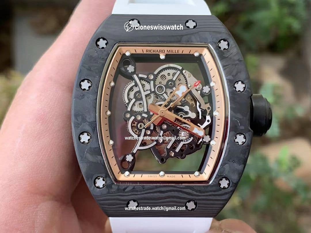 RM055 NTPT KVF Best Edition Skeleton Dial Gold on White Rubber Strap MIYOTA8215 V3 RM055 NTPT KVF Best Edition Skeleton Dial Gold on White Rubber Strap MIYOTA8215 V3