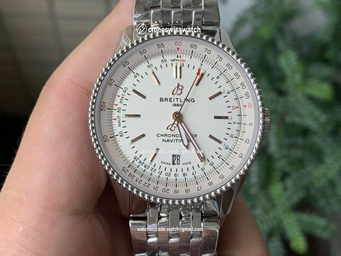 Navitimer 1 SS 41mm TF 1:1 Best Edition White Dial on SS Bracelet A2824 Navitimer 1 SS 41mm TF 1:1 Best Edition White Dial on SS Bracelet A2824