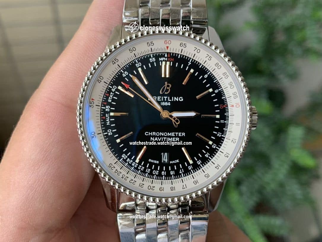 Navitimer 1 SS 38mm TF 1:1 Best Edition White Bezel Black Dial on SS Bracelet A2824 (Copy) Navitimer 1 SS 38mm TF 1:1 Best Edition White Bezel Black Dial on SS Bracelet A2824 (Copy)