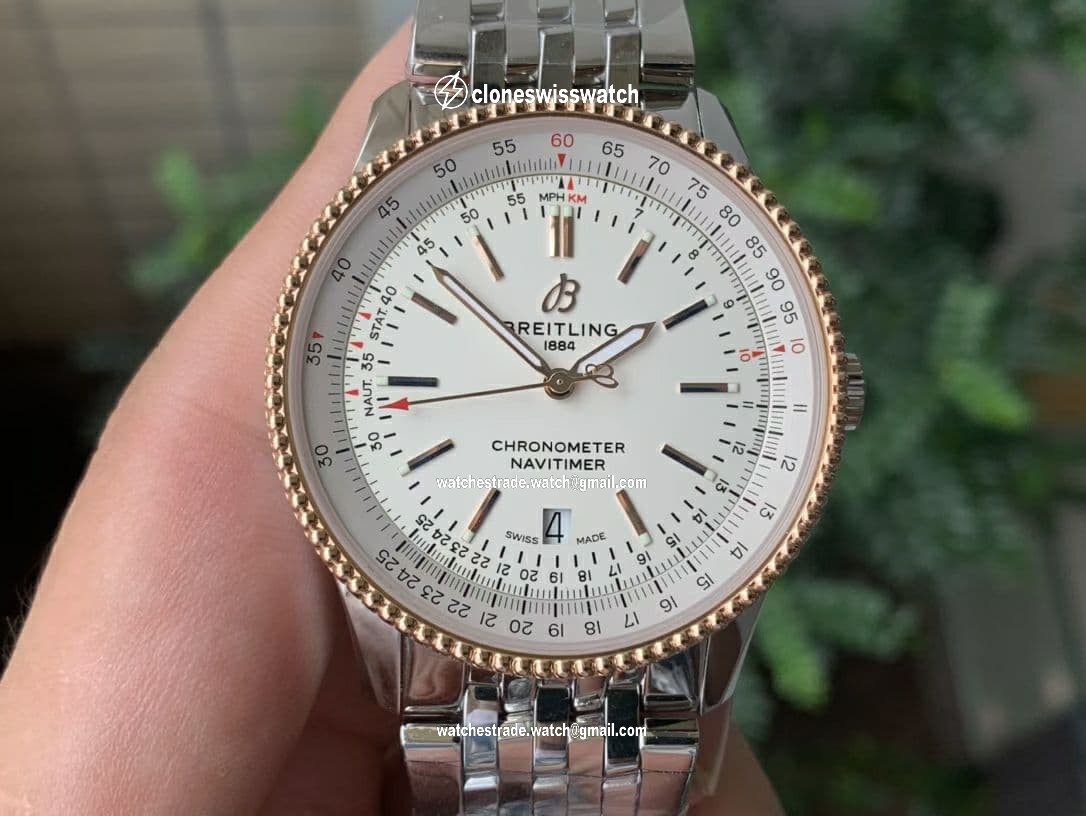 Navitimer 1 SS 38mm TF 1:1 Best Edition RG Bezel White Dial on SS Bracelet A2824 Navitimer 1 SS 38mm TF 1:1 Best Edition RG Bezel White Dial on SS Bracelet A2824