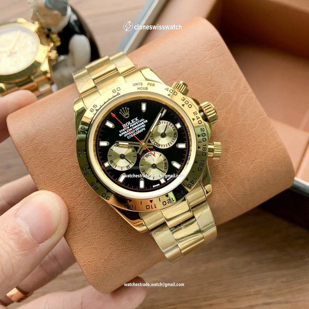 Rolex Daytona Black Dial Gold Chrono on GG Bracelet Rolex Daytona Black Dial Gold Chrono on GG Bracelet