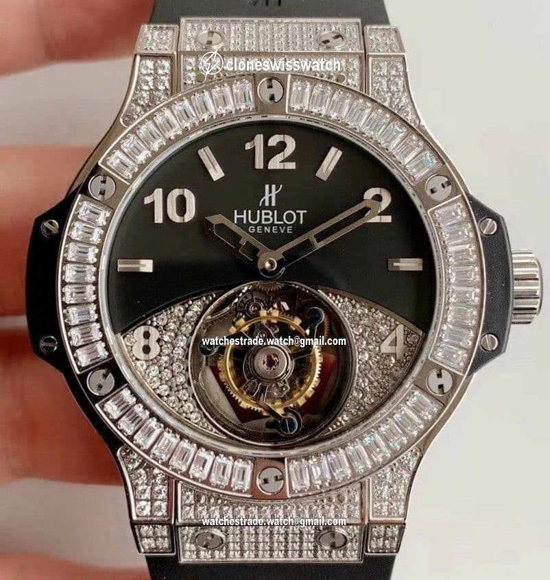 Big Bang Tourbillon Automatic PVD Black Textured Diamond Dial on Black Rubber Strap Big Bang Tourbillon Automatic PVD Black Textured Diamond Dial on Black Rubber Strap