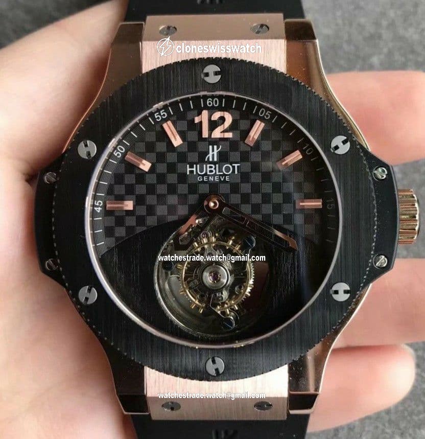 Big Bang Tourbillon Automatic PVD Black Gold Textured Dial on Black Rubber Strap Big Bang Tourbillon Automatic PVD Black Gold Textured Dial on Black Rubber Strap