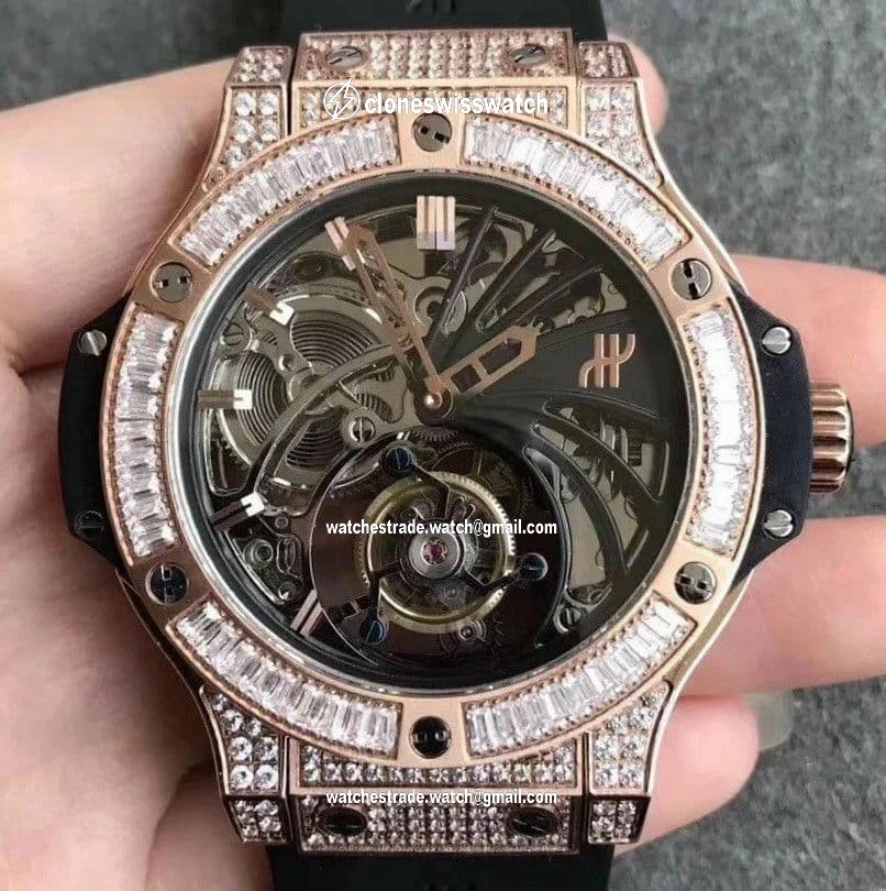 Big Bang Ceramic Diamond Bezel Skeleton Tourbillon on Black Rubber Strap Big Bang Ceramic Diamond Bezel Skeleton Tourbillon on Black Rubber Strap