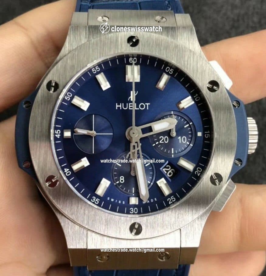 Big Bang 44mm SS V6F 1:1 Best Edition Blue Dial on Blue Gummy Strap HUB4104 Big Bang 44mm SS V6F 1:1 Best Edition Blue Dial on Blue Gummy Strap HUB4104