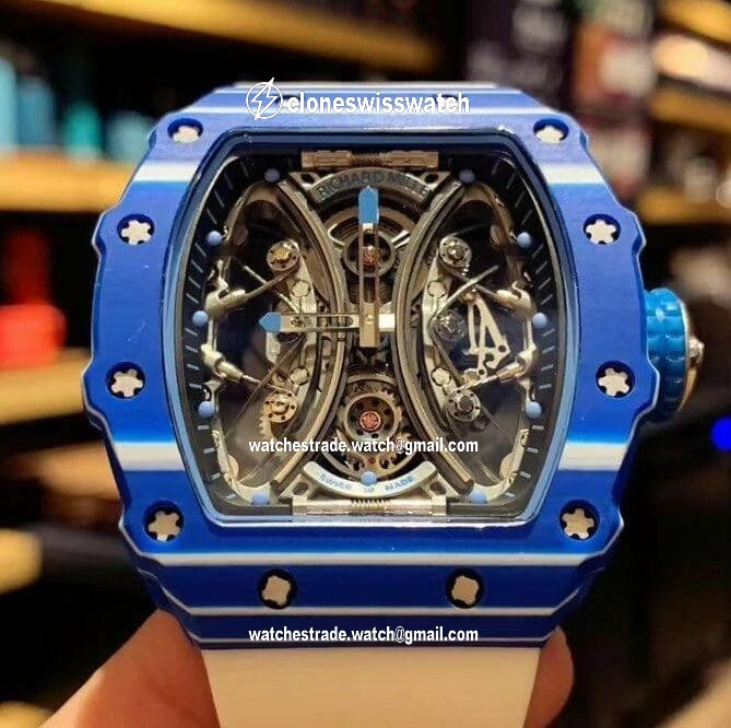 RM 53-01 Real Tourbillon Pablo Mac Donough Blue V9F Best Edition on White Rubber Strap RM 53-01 Real Tourbillon Pablo Mac Donough Blue V9F Best Edition on White Rubber Strap