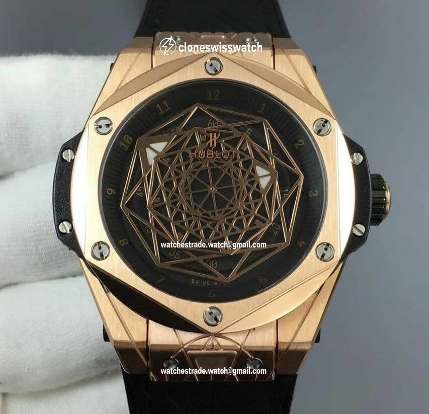 Big Bang Unico Sang Bleu Titanium HBF Skeleton Dial on Black Gummy Strap HUB1213 Big Bang Unico Sang Bleu Titanium HBF Skeleton Dial on Black Gummy Strap HUB1213