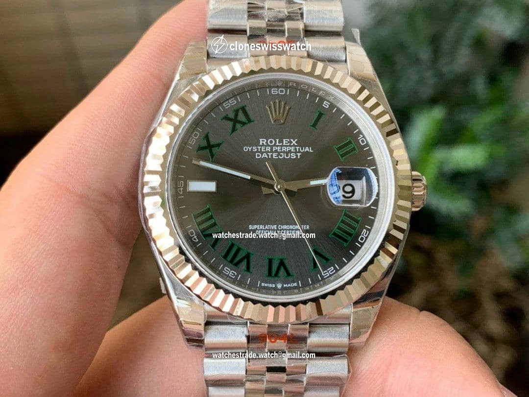 DateJust 41 126334 VRF 1:1 Best Edition 904L Steel Gray Dial Green Roman Markers on SS Jubilee Bracelet A3235 DateJust 41 126334 VRF 1:1 Best Edition 904L Steel Gray Dial Green Roman Markers on SS Jubilee Bracelet A3235