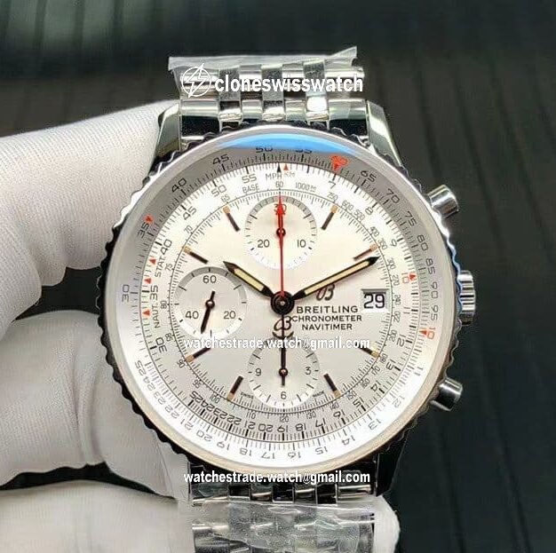 Navitimer Chronograph 1 SS 41mm TF 1:1 Best Edition White Dial on SS Bracelet 7750 Navitimer Chronograph 1 SS 41mm TF 1:1 Best Edition White Dial on SS Bracelet 7750